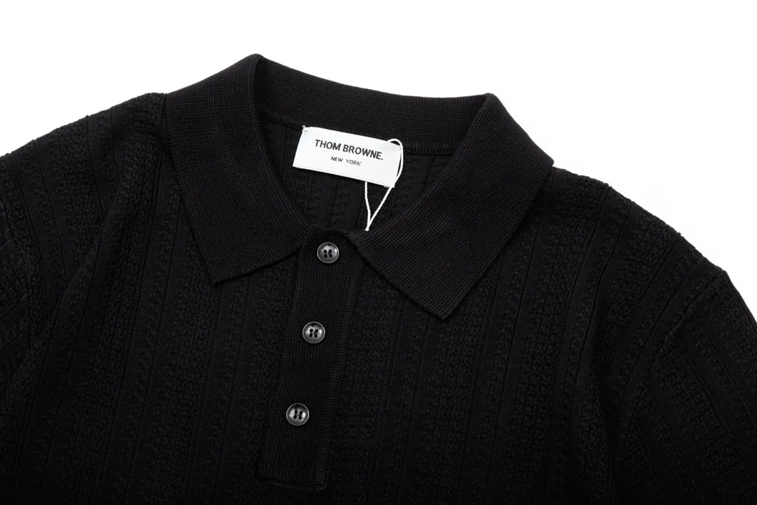 Thom Browne ➡️ POLO ， Retro Same Style Polo Versatile : Black Size：M-3XL